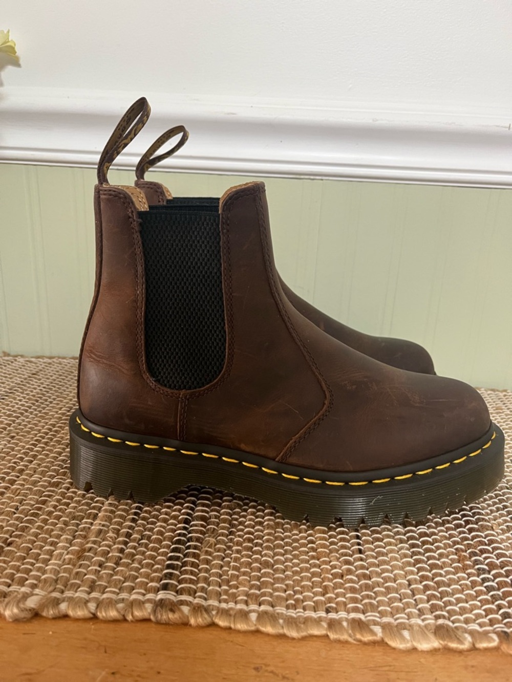 Dr. Martens Brown Leather and Yellow Outsole Detail - Picture 11 of 11